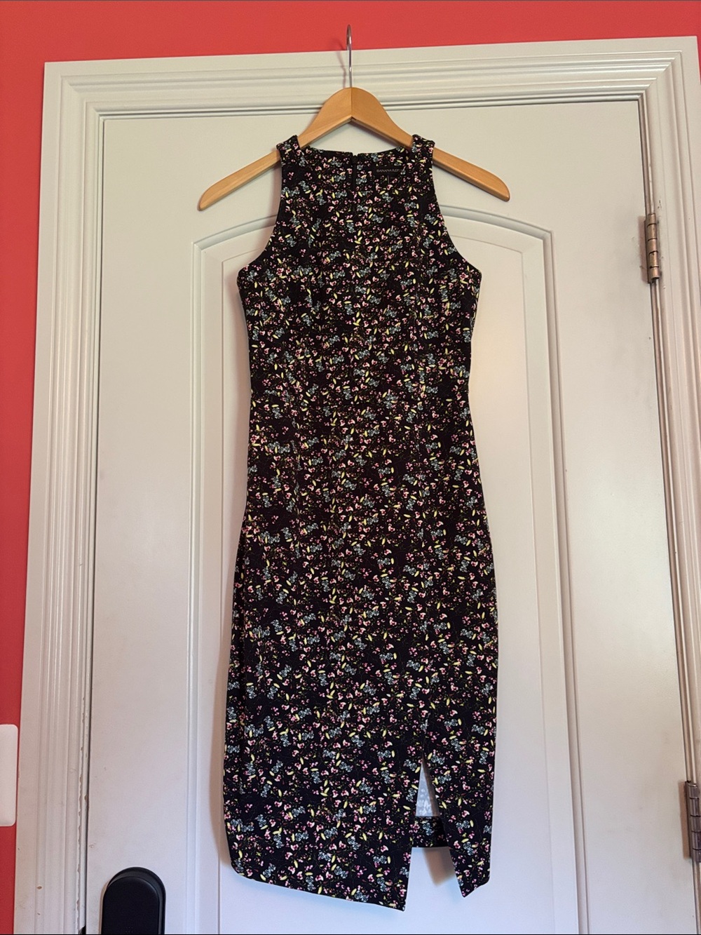 Banana Republic Black Floral Midi Sheath Dress - Size 0 Petite *High Quality! *